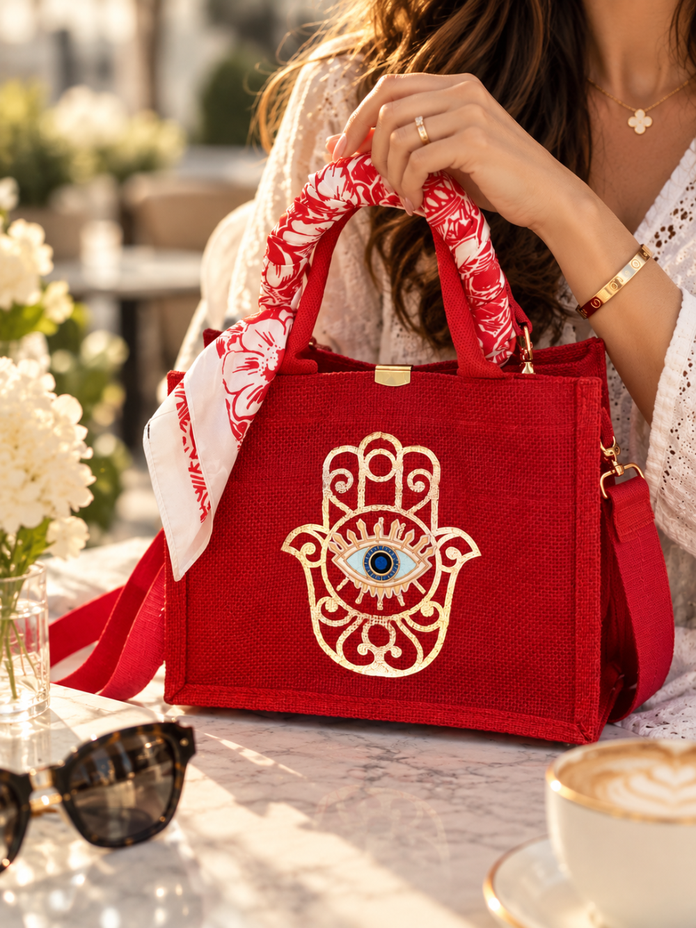 Sac en Toile Transformé - Main Fatma & Œil Protecteur