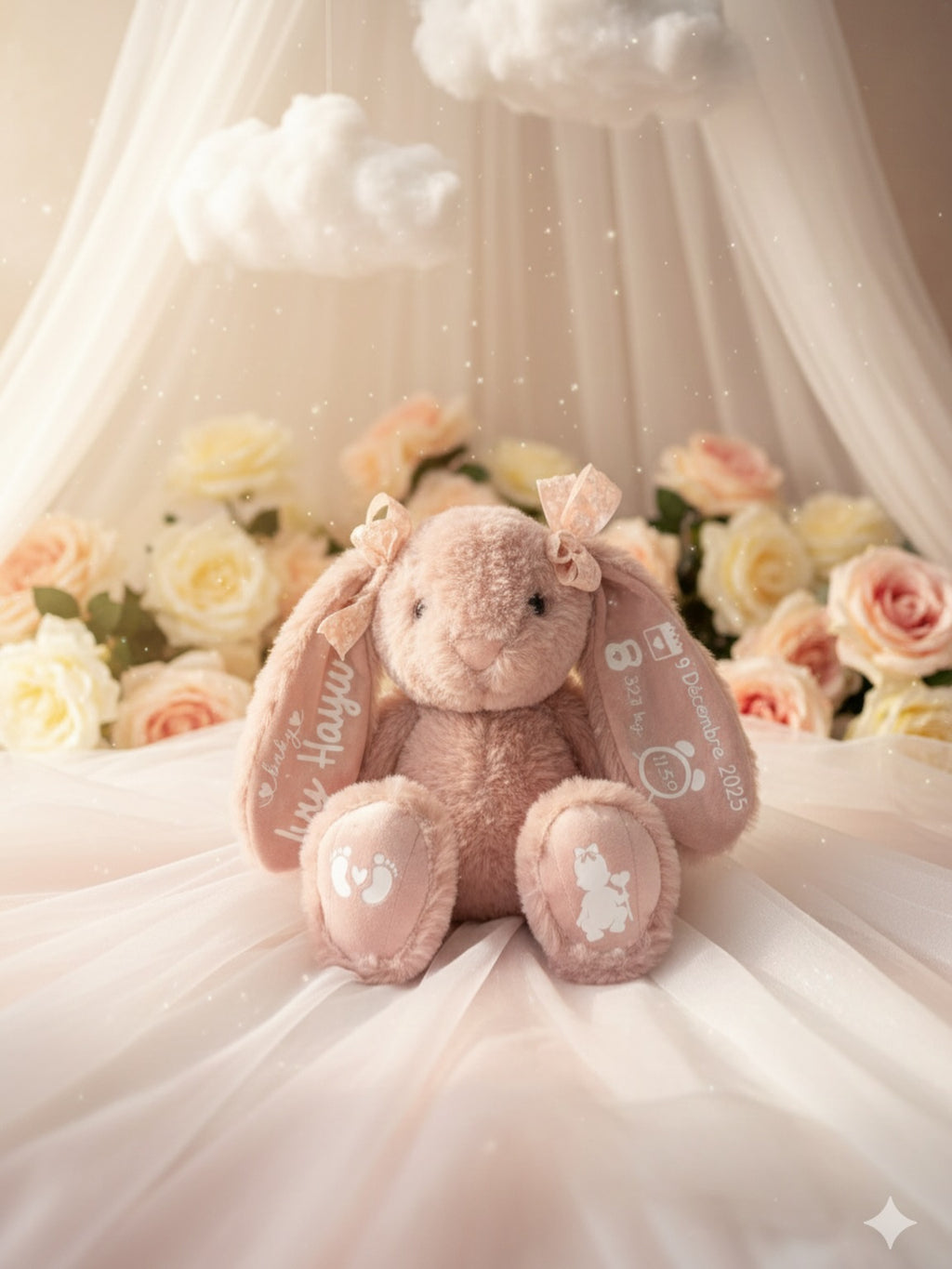 Peluche Lapin Personnalisée - Cadeau de Naissance Gravé