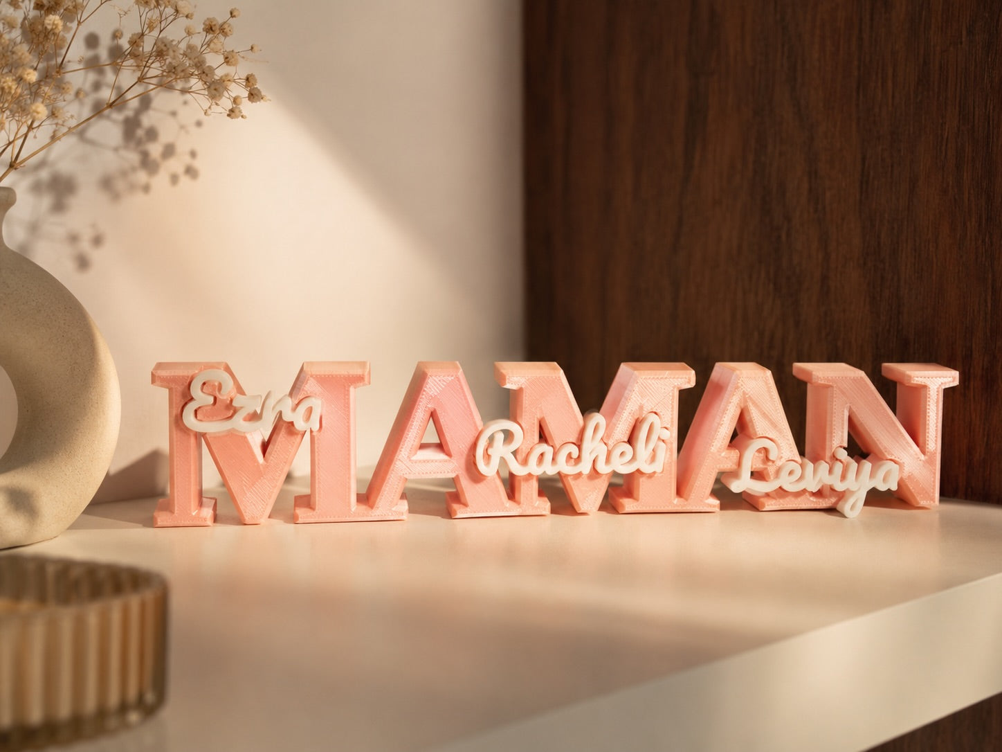 Décoration 3D "MAMAN" Personnalisée aux Prénoms des Enfants
