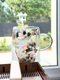 Tasse Double Paroi Gravée aux Fleurs Séchées - Cadeau Personnalisé
