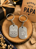 Porte-clés Duo Gravé "Meilleur Papa du Monde" + Dessin d'Enfant