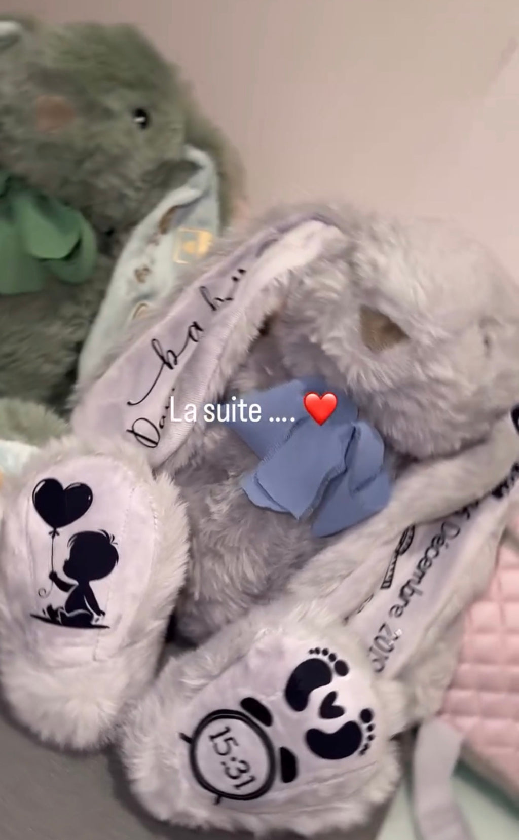 Peluche Lapin Personnalisée - Cadeau de Naissance Gravé