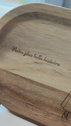 Plateau en bois gravé photo de famille – Cadeau personnalisé fait main